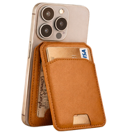 Phone case with orange back and Rust Brown cardholder on a white background