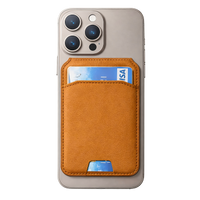 Phone case with orange back and Rust Brown cardholder on a white background